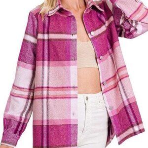 Zenana Pink Plaid Shacket